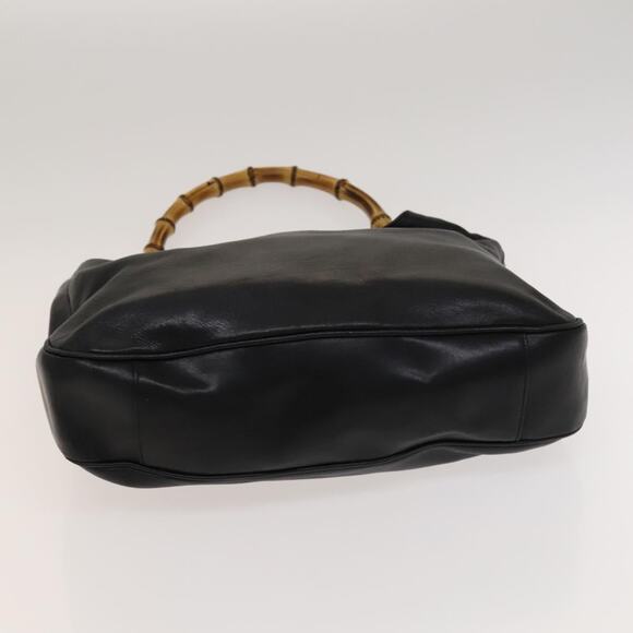 GUCCI Bamboo Hand Bag Leather Black Gold 001 2058 1577 0 - Picture 9 of 12